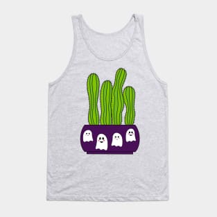 Cute Cactus Design #122: Cacti In Halloween Ghosts Pot Tank Top